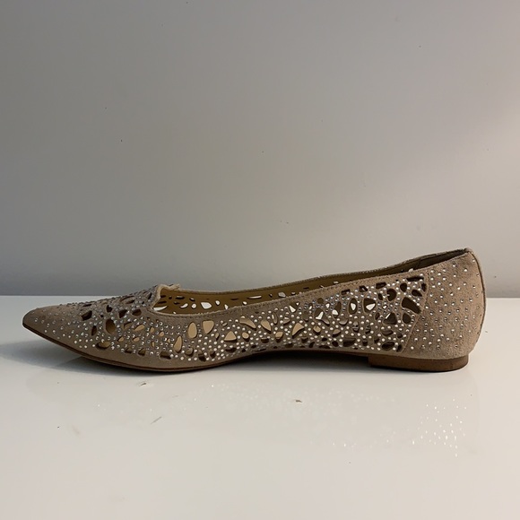Karl Lagerfeld Size 8.5 US Hand Embroidered Crystal and Genuine Suede Flats - Picture 4 of 10